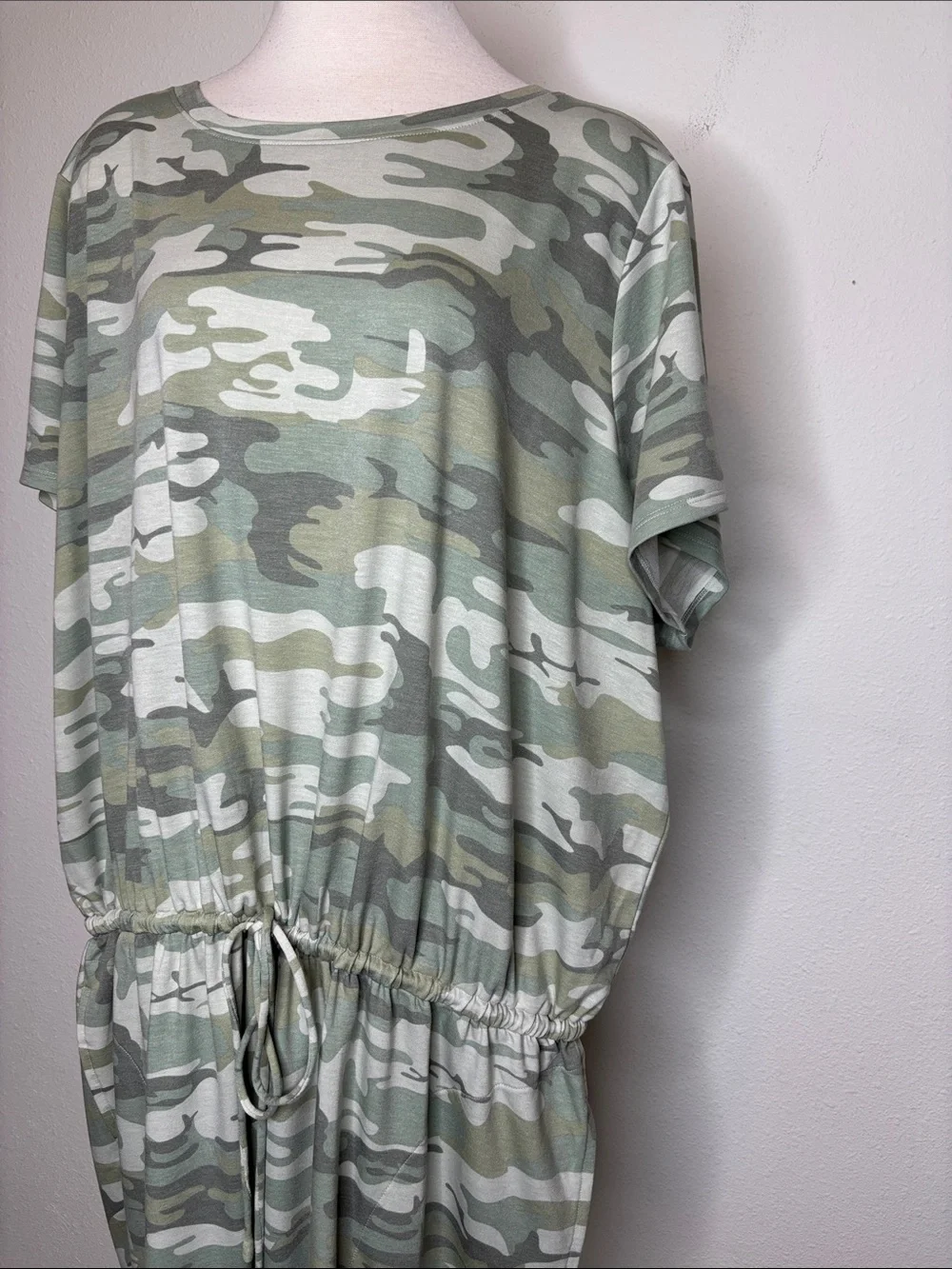 Belle by Kim Gravel Sage Green Camo Drawstring Dress